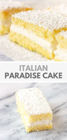 Paradise Cake Recipe Italian Paradise Cake, Genoa Sponge Cake, Italian Sponge Cake With Custard, Layered Sponge Cake, Italian Vanilla Cake, Sponge Cake Flavours, Chinese Bakery Cake, Sponge Cake Desserts, Almond Sponge Cake Recipes