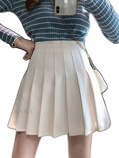 White Non-stretch Mini Skirt, Non-stretch White Mini Skirt, White Tennis Skirt For Fall, Casual White Pleated Skirt For Fall, Casual White Skirt For Fall, White Lined Mini Skirt For Fall, White Non-stretch Pleated Skirt For Spring, Trendy Non-stretch White Skirt, Casual Cream Mini Skirt For Fall