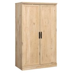 a large wooden cabinet with two doors