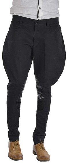 Vintage style Black Leather knee patches horse back riding ankle length Jodhpurs baggy breeches made from black color pure cotton fabric Traditional black leather knee patches It can wear man and woman both for riding, sports, outdoors or any events Sizes available according waist: 32, 34, 36, 38 and made to measure For Made to measure: We will send you measurement form after your order Free shipping worldwide Black Western Style Bottoms For Fall, Full Length Workwear Breeches With Pockets, Western Style Bottoms With Belt Loops For Fall, Fitted Black Riding Bottoms, Fitted Breeches With Pockets For Fall, Fall Fitted Breeches With Pockets, Fitted Breeches With Belt Loops For Fall, Fitted Fall Breeches With Belt Loops, Riding Pants Equestrian