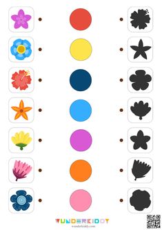 the color matching game for kids with flowers and leaves on it's back side