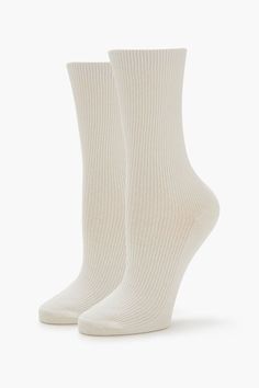 Pair of knit crew socks featuring ribbed construction. | 76% cotton, 22% polyester, 2% spandex | Hand wash cold | Ribbed Crew Socks Slouch Socks, White Socks, Crew Socks, Women's Accessories, Harry Potter, Hand Wash, Socks, Spandex, Collage