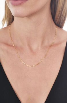 Paperclip links fashioned from 14-karat gold modernize this quiet, everyday necklace. Style Name:Bony Levy 14K Gold Chain Necklace (Nordstrom Exclusive). Style Number: 5972543. Formal Delicate Paperclip Chain Necklace, Formal Paperclip Necklace With Delicate Chain, 14k Gold Paperclip Chain Necklace, Modern 14k Yellow Gold Chain Necklace, Formal Yellow Gold Paperclip Chain Necklace, Luxury Paperclip Chain Necklace With Oval Link, Everyday Luxury Oval Link Paperclip Necklace, Formal 14k Gold Paperclip Chain Necklace, 14k Yellow Gold Paperclip Necklace