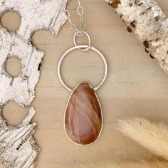 Moonstone Pendant Necklace Back View - Stone Treasures by the Lake Interlochen Michigan, Moonstone Properties, Moonstone Pendant Necklace, By The Lake, Peach Moonstone, Stone Pendant Necklace, Moonstone Pendant, Sterling Silver Chain, Sterling Silver Pendant