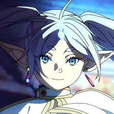 an anime character with white hair and blue eyes