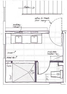 the floor plan for a small bathroom