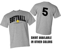 Softball Mom Shirt, Personalized Softball Mom Shirt This listing is for a gildan unisex t-shirt and it is available in gray, white, or black. It is printed with a softball mom design on the front and whatever number you would like on the back. If you don't want a number just don't give one when you purchase. Shipping:  Items are shipped within 1 to 3 business days, and sent via USPS which takes 2-5 days for delivery. If you need the item sooner, please message me.  Return policy:  If there are a Gray Team Spirit T-shirt With Team Name, Gray T-shirt With Team Name For Sports Events, Gray Team Name T-shirt For Sports Events, Gray Sports T-shirt With Team Name, Sports Team Gray T-shirt, Collegiate Customizable Short Sleeve T-shirt, Baseball Season T-shirt With Heat Transfer Vinyl, Gray Letter Print T-shirt For Baseball Season, Softball Mom Shirts