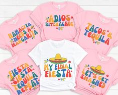 six t - shirts that say i'm so fiesta fiesta and have different designs on them