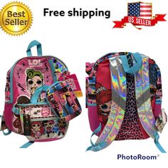 L.O.L. Surprise! Remix 4pc. Pink Backpack with Lunch Bag NWT.