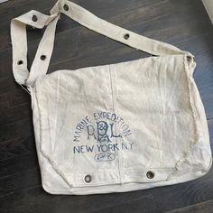 Rugby Ralph Lauren "Maritime Expedition" Oversize Canvas Shoulder Bag Brass Color Hardware 100% Cotton Been On Many Adventures So There Are Some Love Marks Vintage White Tote Shoulder Bag, Vintage White Shoulder Bag With Large Capacity, Vintage White Bags For Travel, Vintage White Travel Bag, Vintage White Pouch Shoulder Bag, Vintage White Shoulder Bag For Daily Use, Vintage White Pouch Bag, Vintage White Satchel For Daily Use, Vintage White Shoulder Satchel