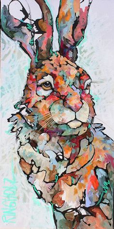 a painting of a rabbit on a white background