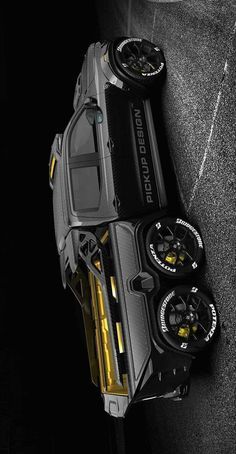 the top view of a black and yellow car