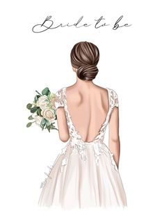 the back of a woman's dress with flowers in her hair and text that reads, bride to be