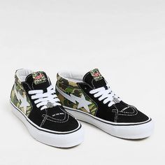 Vans X Bape Lx Sk8-Mid Reissue 83 *Nwt In Box* Color: Bape Abc Camo Green Size: 10.5 Men's/ 12.0 Women's Sku: Vn000mzgcx3 A Bathing Ape Extra Laces In Black Ape Head Lace Charm Vans Mid-top Custom Sneakers For Streetwear, Custom Lace-up Vans Sneakers For Streetwear, Vans High-top Sneakers With Boost Midsole For Streetwear, Vans Gum Sole, Vans Green, Vans Checkered, Vans Hi, Old Skool Black, Vans Red