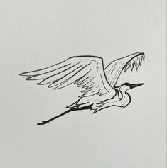 a drawing of a bird flying in the sky