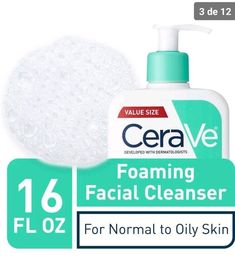 CeraVe Foaming Facial Cleanser For Normal to Oily Skin Hyaluronic Acid 16 fl oz. Value size     ▪︎FAST SHIPPING▪︎ Face Wash For Oily Skin, Oil Control Face Wash, Cerave Cleanser, Cerave Skincare, Daily Face Wash, Foaming Facial Cleanser, Gel Cleanser, Moisturizing Lotions, Facial Wash