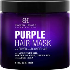 PRICES MAY VARY. Botanic Hearth Purple Hair Mask, for Blonde & Silver Hair, Sulfate Free & Paraben Free, made in USA Ultraviolet pigmented conditioning formula neutralizes unwanted brassy tone, giving hair a vibrant blonde. Enhance and extend hair color while deeply nourish and condition hair. Help revitalize over-processed, dry, and damaged hair. Safety Warning: For external use only. Test for any allergic reaction before use. Avoid contact with eyes. If contact with eyes occurs, rinse with ple White Hair Toner, Blonde Silver, Porous Hair, Brassy Hair, Purple Shampoo And Conditioner, Best Hair Mask, Bleach Blonde Hair, Shampoo And Conditioner Set, Hair Masque