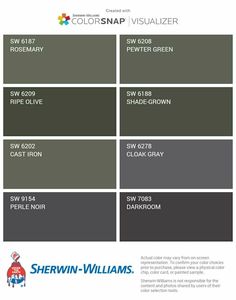 the color scheme for sherylin williams's new paint colors, which are available in