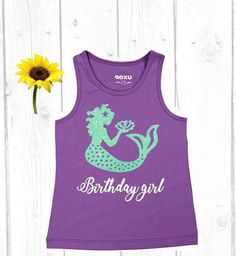 This listing is for one girl's racerback tank top. Perfect for a birthday, super cute, soft, lightweight, and very comfortable! ❤️DESCRIPTION: -100% cotton -slim fit -tag-less -soft and stretchy material  ❤️SIZING: These tanks come in 1T-8 {PLEASE SEE SIZE CHART PRIOR TO ORDERING TO FIGURE OUT WHICH SIZE WOULD FIT YOU BEST}  ❤️ TANK COLORS: (Royal blue, Aqua, Pink, Lavender & Purple)  ❤️ SHIPPING: All orders are shipped within 3-5 business days via USPS and will be issued a tracking number for y Purple Cotton Tops For Birthday, Fun Fitted Birthday Tops, Cute Purple Top For Birthday, Fun Fitted Top For Birthday, Fitted Fun Style Top For Birthday, Playful Fitted Tops For Birthday, Hairstylist Apron, Stylists Aprons, Birthday Tanks