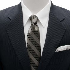 Gunmetal gray forms the foundation color of this 100% silk tie, contrasted with narrow white stripes. Also featuring neat rows of the iconic Batman logo picked out in deepest black, this tie is certain to leave an impression at your next formal event. Officially licensed by DC Comics. Pinstripe Ties For Formal Occasions, Classic Black Tie With Vertical Stripes, Classic Vertical Stripes Tie For Black Tie Events, Classic Striped Tie For Black Tie Events, Classic Striped Tie For Black Tie Occasions, Classic Vertical Stripes Ties For Black Tie Occasions, Classic Striped Ties For Black Tie Events, Classic Ties With Vertical Stripes For Black Tie Events, Classic Ties With Vertical Stripes