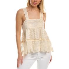 Beautiful Top With Floral Embroidery Detailing Lace Hem Back Tie Detailing Color Is Natural Lined 100% Polyester Lining 100% Rayon Pit To Pit 15" Length 16.5" Lace Cottagecore, Cottagecore Top, Lace Hem, Boho Tops, Floral Embroidery, Womens Tops, Embroidery, Cream, Lace