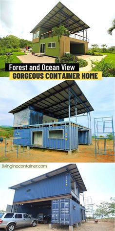 two pictures showing different types of shipping containers