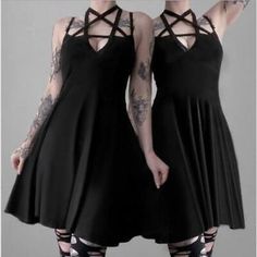 Great Shopping Women's 2021 Punk Gothic Halter Spaghetti Straps Cutout Short Flared Dress for, Women's Dresses Spring Mini Dress For Cosplay, Gothic V-neck Dresses For Spring, Spring Mini Length Cosplay Dress, Gothic Mini Dress For Spring, Gothic Spring Mini Dress, Black Stretch Suspender Dress For Spring, Gothic Mini Dress For Summer, Summer Gothic Mini Dress, Gothic Black Mini Dress With Straps