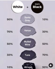 the different shades of paint are labeled in black, white, and mars grey colors