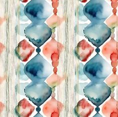 an abstract watercolor pattern with red, blue and white colors