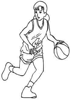 a basketball player dribbling the ball coloring page