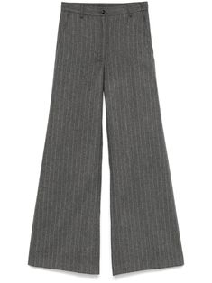 medium grey wool blend felted concealed fly and button fastening pinstripe pattern belt loops high waist rear elasticated waistband two side slit pockets wide leg palazzo design Crane Wives, Palazzo Design, Palazzo Designs, White Palazzo Pants, Womens Palazzo Pants, Pinstripe Pattern, Yoko London, Wardrobe Edit, Boots Fall