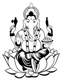 an elephant sitting on top of a lotus with a bird in its mouth and holding a tray