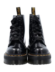 Molly Platform Lace-Up Boots from Dr. Martens Leather Doc Martens, Hogan Shoes, Doc Martens Boots, Red Valentino Shoes, 2025 Fashion, Expensive Handbags, Sneaker Wedge, Prada Shoes, Card Holder Leather