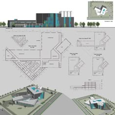 an architectural drawing shows the various sections of a building