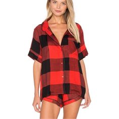 Brand New With Tags In Package Plush Revolve Ultra Soft Buffalo Plaid Pajama Pj Short Set In Red & Black Women’s Sizes Xs, S, And L Available (Limited Quantities) Last Pic Gives More Product Details Super Soft And Comfy! No Trades Buffalo Plaid Pajamas, Top With Collar, Plaid Pajama, Cozy Pajamas, Short Pj Set, Plaid Pajamas, Matching Pajamas, Lace Lingerie Set, Red And Black Plaid