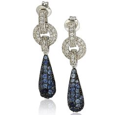 These Caribbean Blues earrings by Suzy Levian feature 120 paved natural blue sapphires and created white sapphires and a secret brown diamond. This pair of earrings also features a beautiful closed back-gallery with an 18-karat solid gold SL logo and are crafted in sterling silver. These earrings are designed by Suzy Levian with a message. By creating jewelry that is beautiful inside and out, Suzy Levian's message is revealed through a hidden stone set in the back of these earrings to empower wo Long Drop Earrings, Drop Dangle Earrings, Brown Diamond, Natural Blue Sapphire, Silver Earrings Dangle, Blue Earrings, Sapphire Diamond, Gorgeous Earrings, Tear Drop