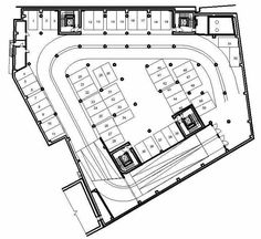 an aerial view of the floor plan for a building with multiple floors and several windows