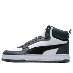 PUMA Caven 2.0 Mid 'Black White Grey' 392291-05 Mid-top Black Skate Shoes For Outdoor, Black Mid-top Skate Shoes For Outdoor, Black Mid-top Outdoor Skate Shoes, Casual Black Skate Shoes For Outdoor, Black High-top Sneakers With Branded Insole For Outdoor, Black Breathable Skate Shoes For Sports, Breathable Black Skate Shoes For Sports, Urban Black Skate Shoes For Outdoor, Casual Black High-top Sneakers For Sports