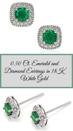 Round shaped 0.50 carat emerald and diamond earrings in 18K white gold. #diamondearrings #emeraldcutearrings #emeraldjewelryvintage #earringsdiamond #emeraldearringswedding Emerald Earrings Wedding, Emerald And Diamond Earrings, Emerald Earrings, Emerald Jewelry, Zambia, Natural Emerald, Brilliant Diamond, Round Earrings, The Natural