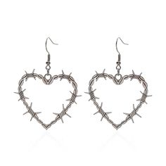 PRICES MAY VARY. 💙 Heart Thorn Earrings 💐: The dangle earrings' shape is a heart, representing love, hope, commitment, and a new beginning. It also features a Gothic style , bringing you a new punk hip-hop style. Make you stand out from the crowd. 🧡 Gothic Earrings for Women 💐: The Thorn heart earrings are made of hypoallergenic metal,suitable for sensitive ears,it does not cause allergies and is very friendly to sensitive skin and does not rust and fade easily. The earrings only weight abou Punk Heart-shaped Earrings, Punk Heart-shaped Pierced Earrings, Edgy Heart-shaped Pierced Jewelry, Valentine's Day Heart Shaped Themed Jewelry, Valentine's Day Heart-shaped Themed Jewelry, Valentine's Day Themed Heart Jewelry, Trendy Jewelry For Valentine's Day Concert, Punk Heart-shaped Earrings For Gifts, Punk Heart Earrings As A Gift