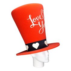 This Valentine’s Day Wide Top Hat will definitely make you stand out at your next Party, Hora Loca, Wedding, Corporate Event, Birthday, Quinceanera, or Halloween Party! It can be used as a wedding hats, top hats, photo booth props, or a party favor. Fun Party Mini Hat With Curved Brim, Novelty Wide Brim Party Hat, Red Tall Crown Costume Hat For Party, Novelty Party Hats With Short Brim, Themed Brimmed Party Hat, Themed Red Party Hat, Themed Top Hat For Carnival Party, Novelty Costume Hat With Short Brim For Parties, Carnival Themed Party Top Hat