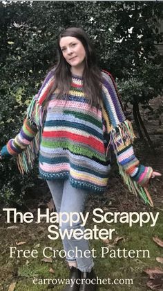 the happy scrappy sweater is free crochet pattern for this easy to follow