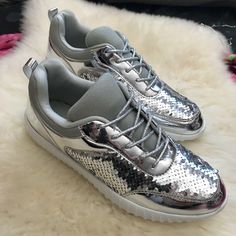 Nwt Sequence Metallic Silver Sneakers Athletic Shoes. Rave, Party Festival Costume Futuristic. Forever Link Shoes, Festival Costume, Rave Party, Silver Sneakers, Festival Costumes, Metallic Shoes, Sneakers Athletic, Party Festival, Gym Shoes