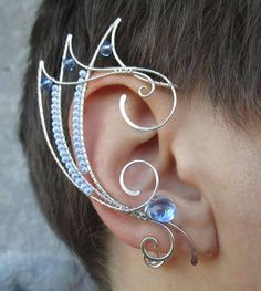 Pair if elven ear cuffs Blue Origins by StrangeThingJewelry Elf Kulağı, Silver Fantasy Ear Cuff For Party, Fantasy Silver Ear Cuff For Party, Fantasy Metal Ear Cuff For Party, Fantasy Style Silver Cartilage Earrings For Gifts, Silver Fantasy Style Cartilage Earrings As Gift, Handmade Silver Fantasy Body Jewelry, Silver Fantasy Cartilage Earrings For Gift, Silver Metal Ear Climbers