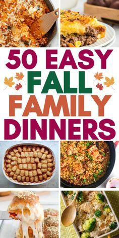 the cover of 50 easy fall family dinners