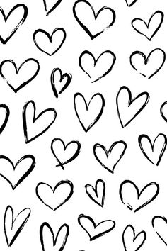 hearts drawn in black ink on a white background