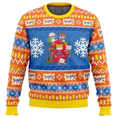 the simpsons family christmas sweater with snowflakes on it