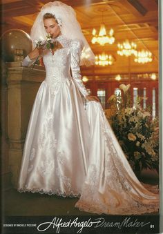 a woman in a wedding dress is posing for the camera