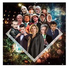 a collage of doctor who are all in the same image with their heads together