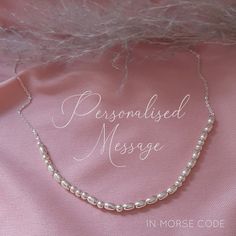 A unique personalised Morse Code Necklace in Sterling Silver that carries a hidden message that is known only to the wearer. Personalise your secret message necklace with your own words, names, initials, song lines, pets or phrase as a subtle reminder that the wearer can carry around with them. Your message will be spelt out on your necklace using sterling silver round beads for the dots and sterling silver oval beads for the dashes of morse code. The beads move freely on a fine sterling silver chain that is cut to catch the light beautifully. This unusual necklace makes a great gift for a wife/girlfriend/partner  letting them know how much you love them, for your Mum on Mother's Day, showing your appreciation for all that they do, a special bridesmaid to thank them or a new Mum with the b Code Morse, Code Secret, Song Lines, Morse Code Necklace, Message Necklace, Unusual Necklace, Morse Code Bracelet, Hidden Message, Oval Beads